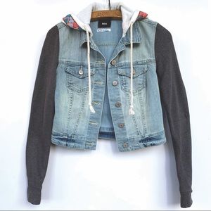 Mixed Media Denim Cropped Jacket